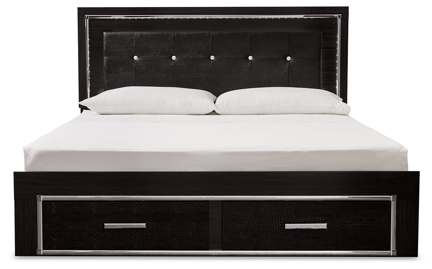 Kaydell King Upholstered Storage Bed, Dresser, Mirror, Chest and 2 Nightstands