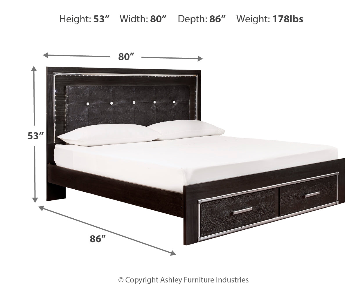 Kaydell King Upholstered Storage Bed, Dresser, Mirror, Chest and 2 Nightstands