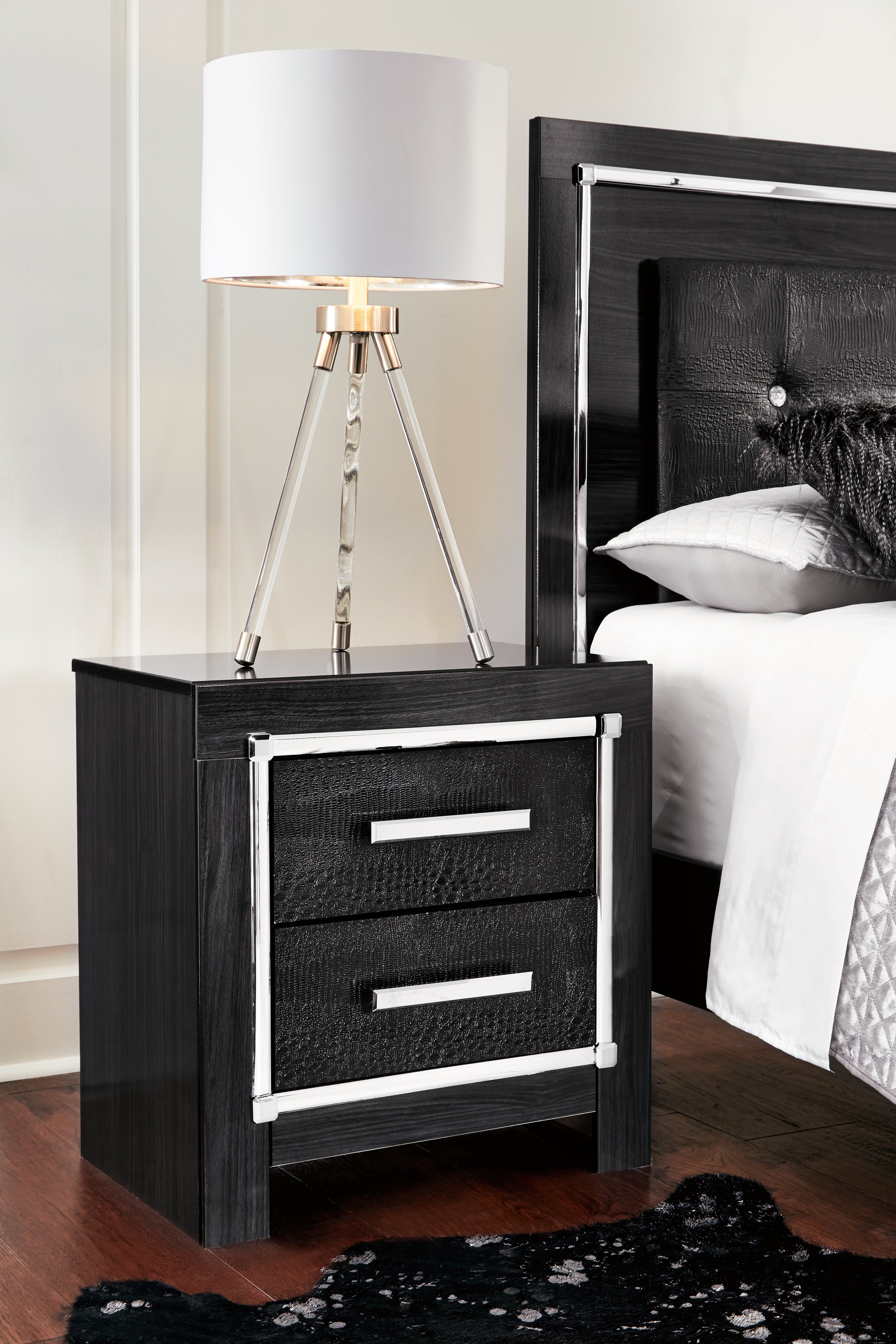 Kaydell Queen Upholstered Panel Bed, Dresser, Mirror, and Nightstand