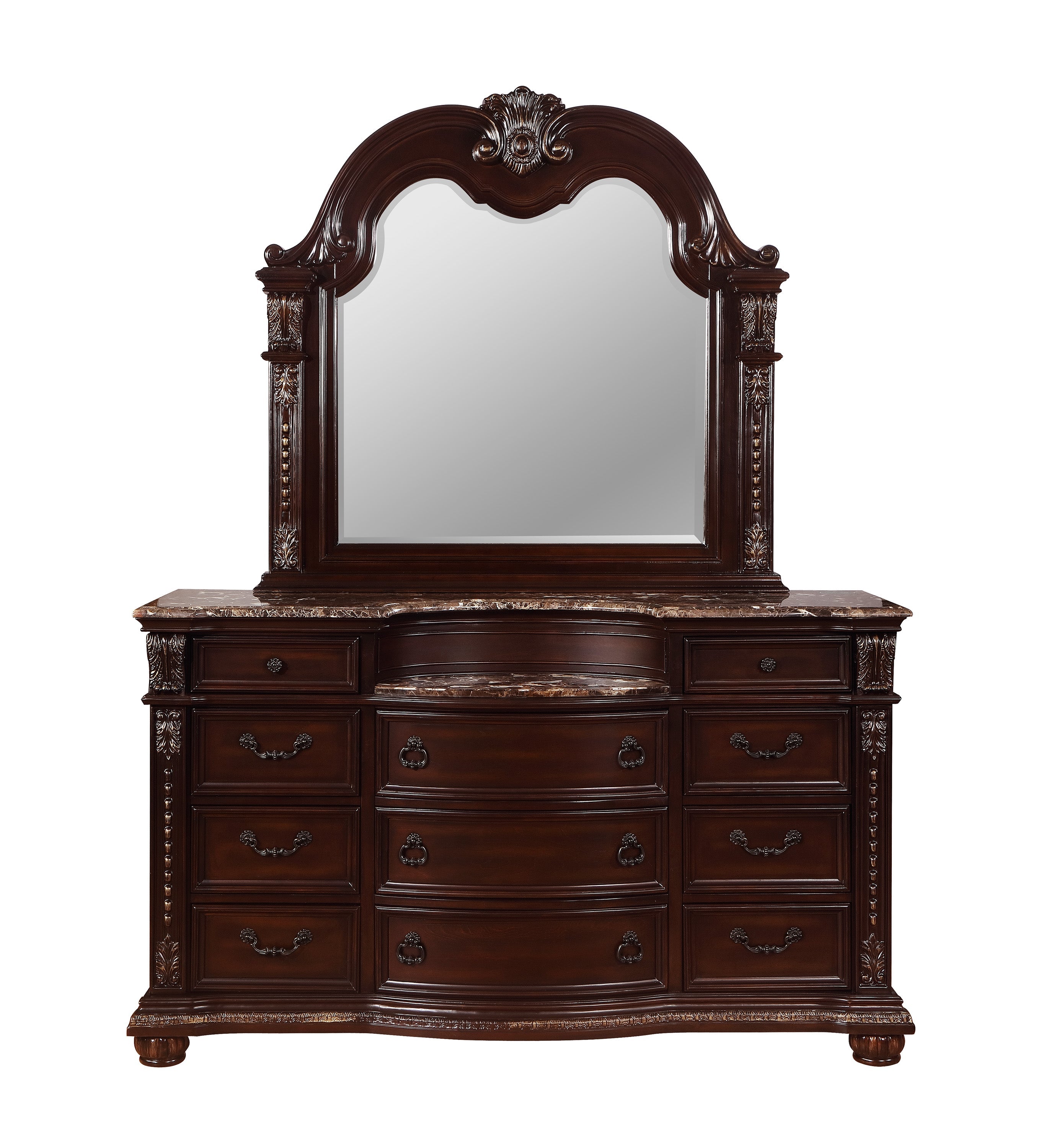 Stanley Cherry Brown Upholstered Sleigh Bedroom Set - MyWaynesHome #