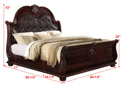 Stanley Cherry Brown King Upholstered Sleigh Bed - MyWaynesHome #