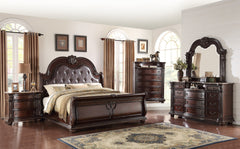 Stanley Cherry Brown Upholstered Sleigh Bedroom Set - MyWaynesHome #