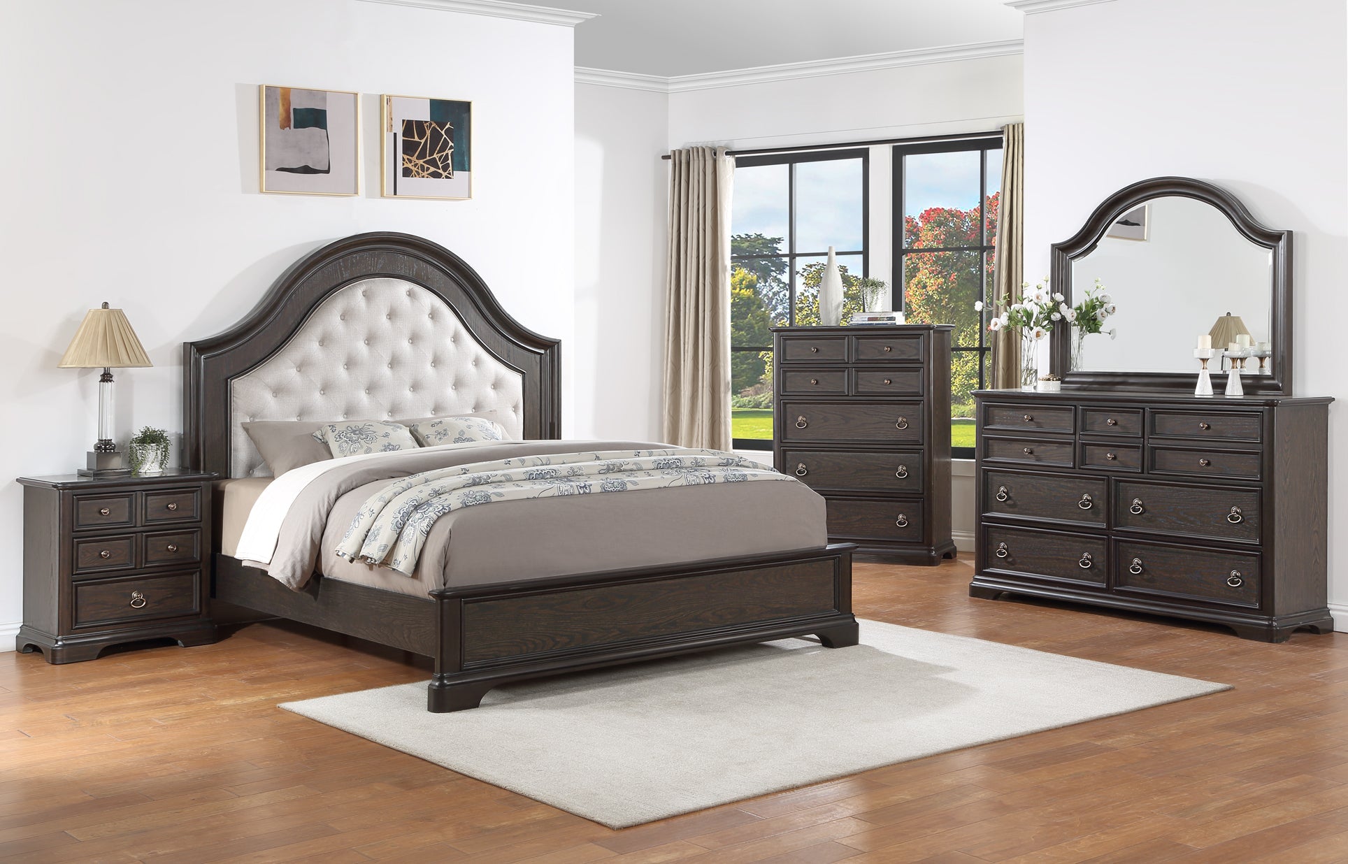 Duke Dark Brown Queen Upholstered Panel Bed - MyWaynesHome #