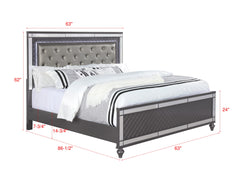 Refino Gray Queen LED Upholstered Panel Bed - MyWaynesHome #