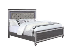 Refino Gray Queen LED Upholstered Panel Bed - MyWaynesHome #