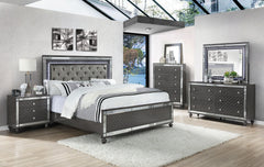 Refino Gray King LED Upholstered Panel Bed - MyWaynesHome #