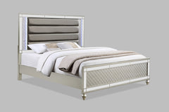 Cristian Champagne Queen LED Upholstered Panel Bed - MyWaynesHome #