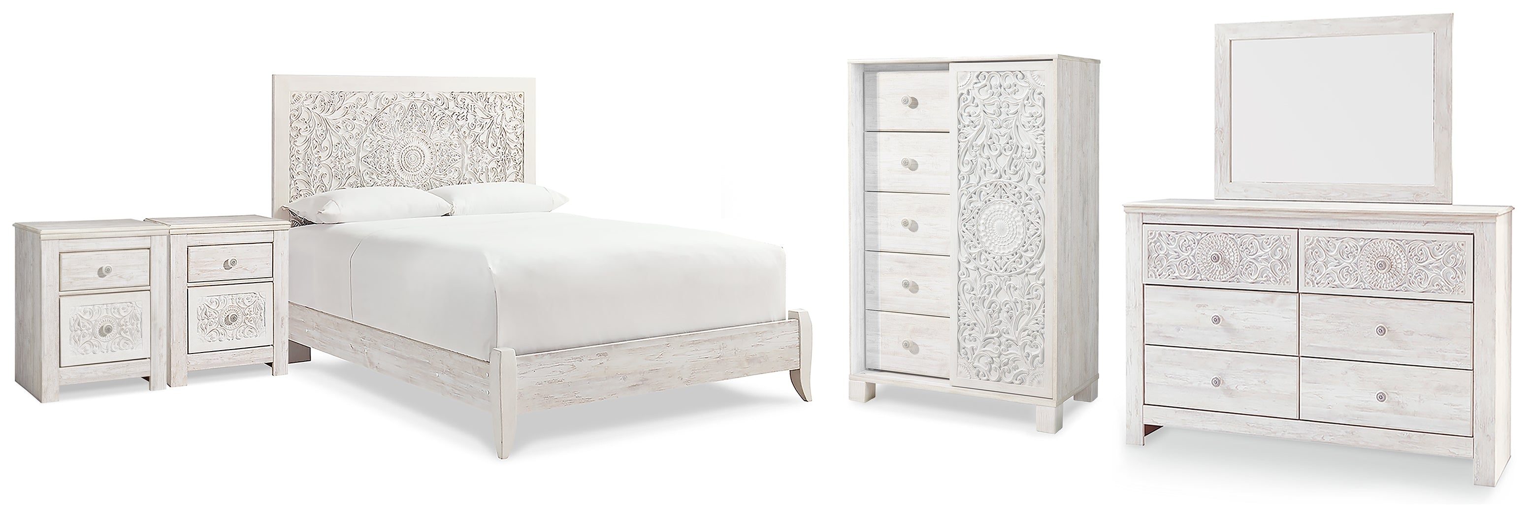 Paxberry Queen Panel Bed, Dresser, Mirror, Chest and 2 Nightstands