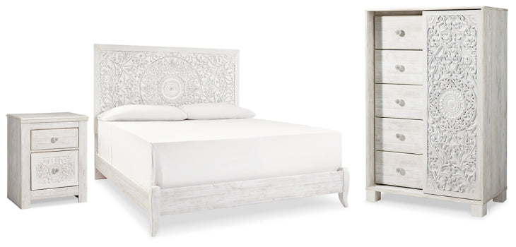 Paxberry King Panel Bed, Chest and Nightstand