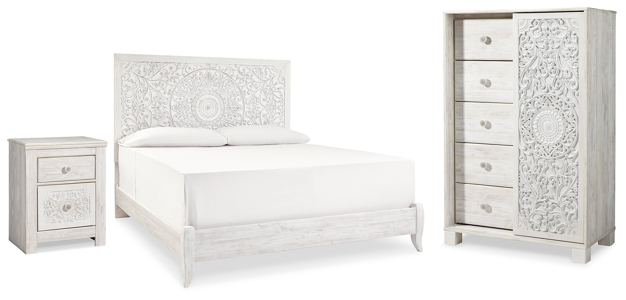 Paxberry King Panel Bed, Chest and Nightstand
