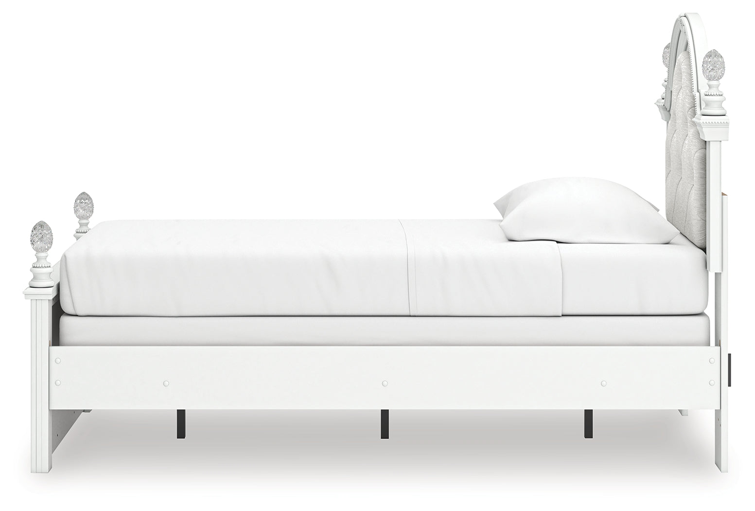 Kozlani Twin Upholstered Panel Bed, Dresser and Mirror