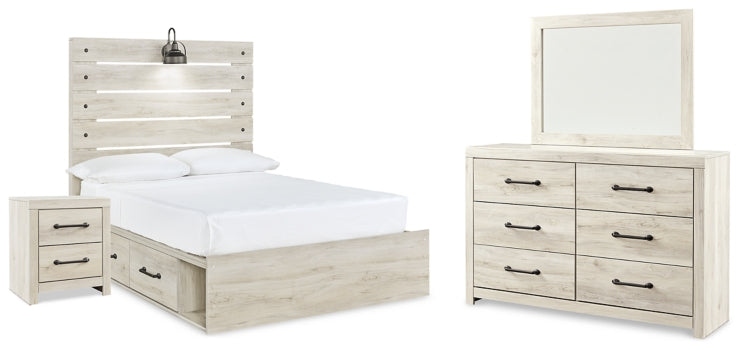 Cambeck Full Panel Bed with Storage, Dresser, Mirror and Nightstand
