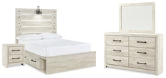 Cambeck Full Panel Bed with Storage, Dresser, Mirror and Nightstand
