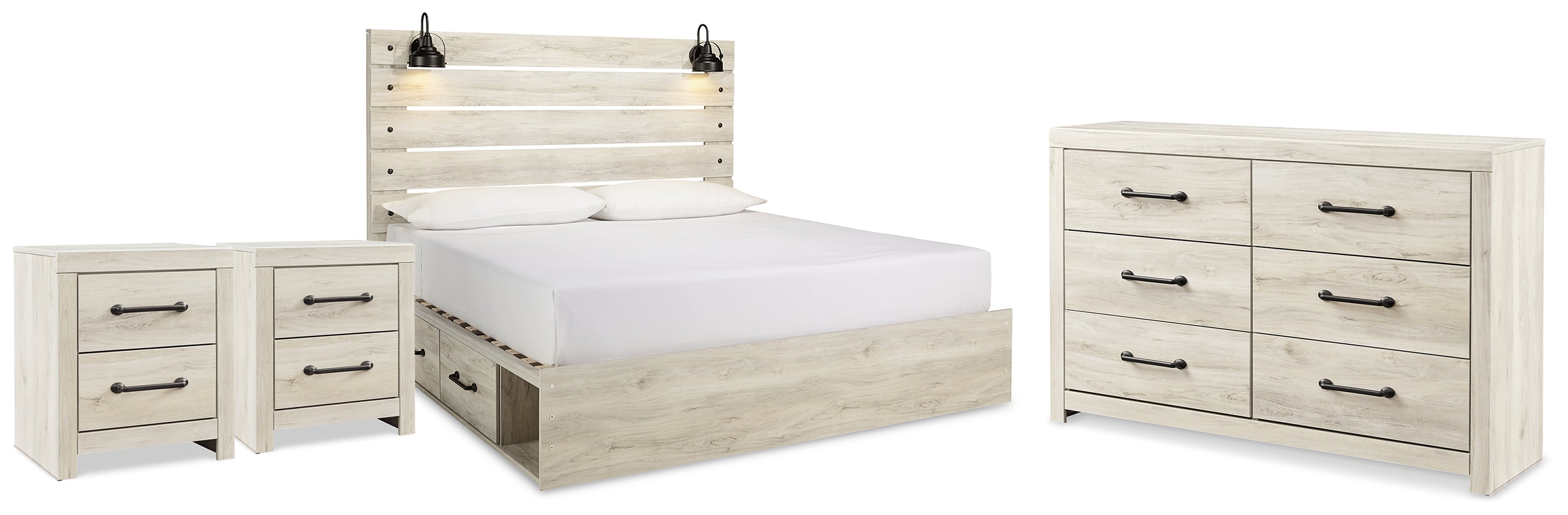 Cambeck King Panel Storage Bed, Dresser and 2 Nightstands
