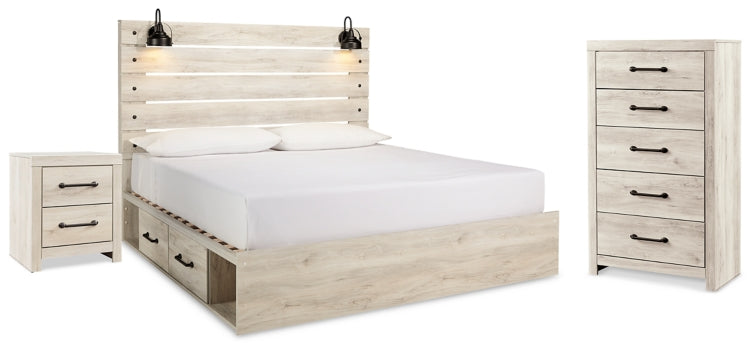 Cambeck King Panel Bed with Storage, Chest and Nightstand