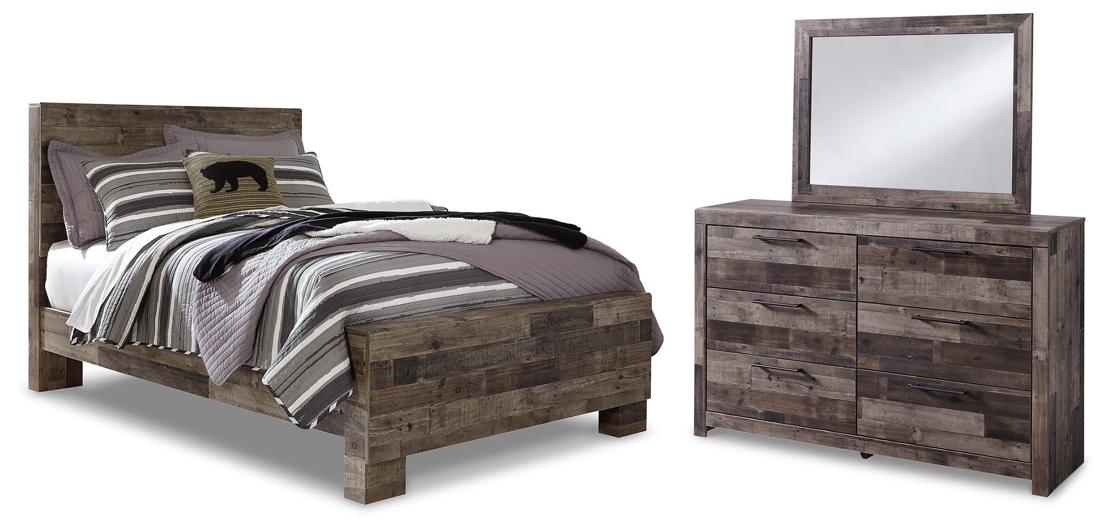 Derekson Full Panel Bed, Dresser and Mirror
