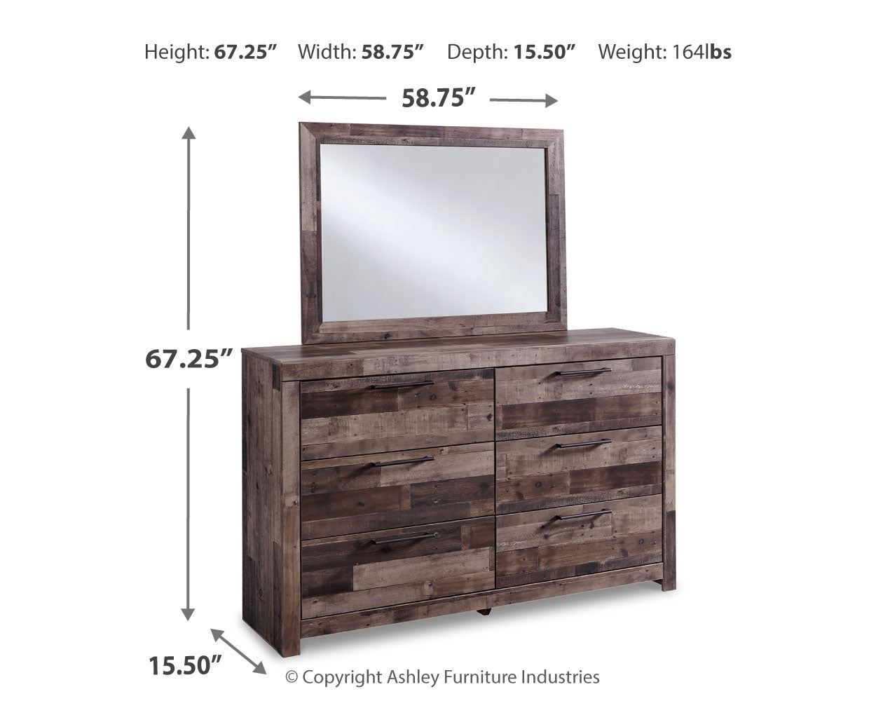 Derekson Full Panel Bed, Dresser and Mirror