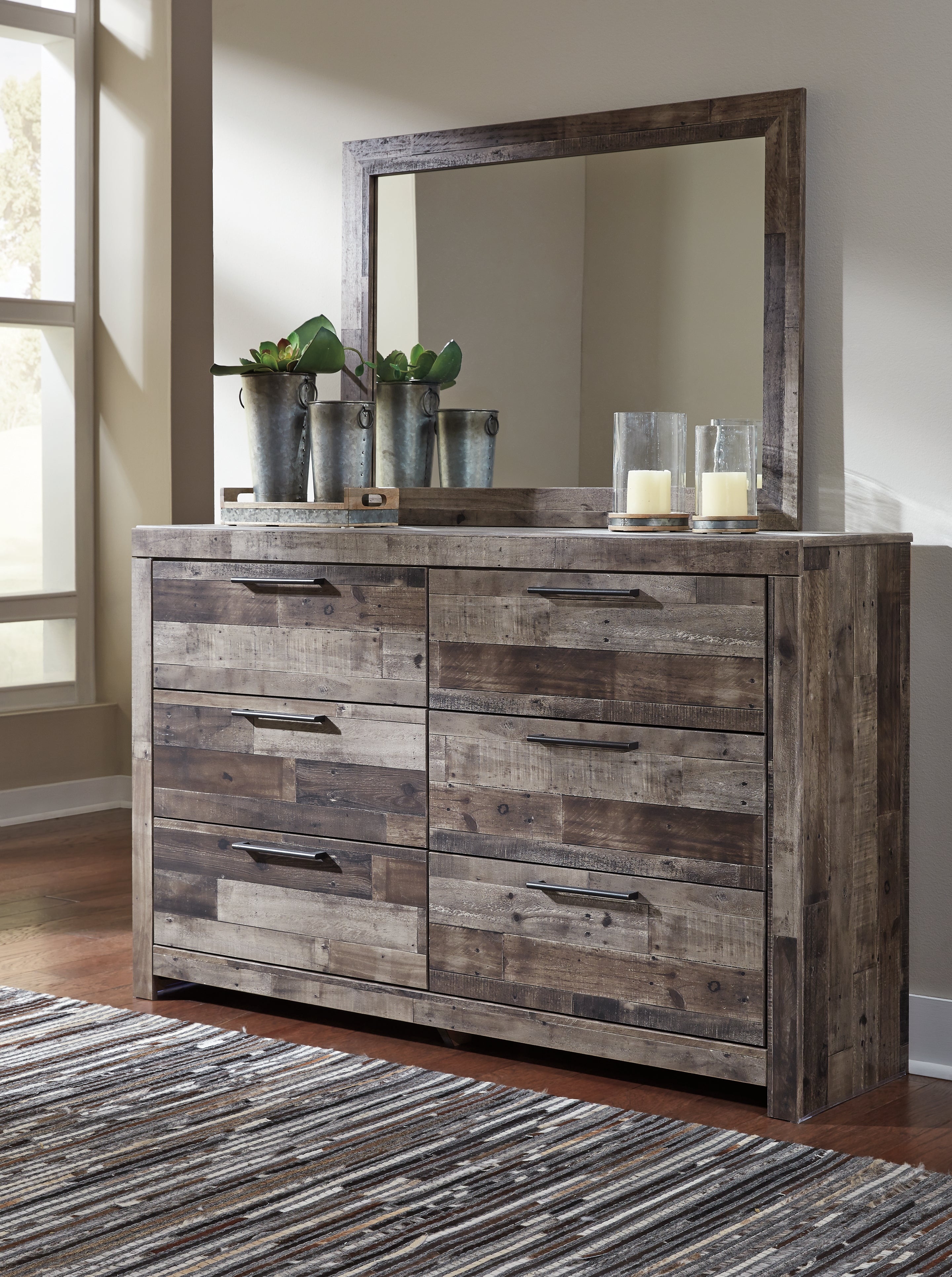 Derekson Queen Panel Headboard, Dresser, Mirror and Nightstand