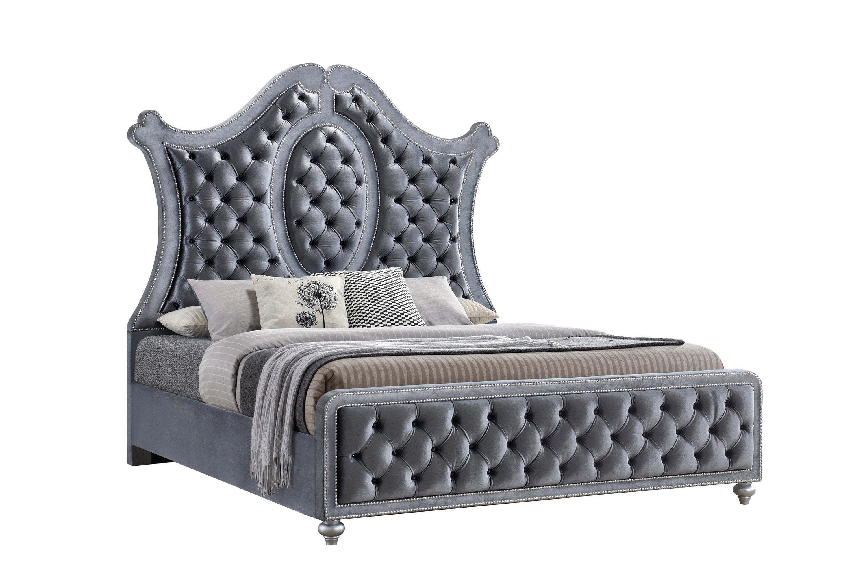 Cameo Gray Queen Upholstered Panel Bed - MyWaynesHome #