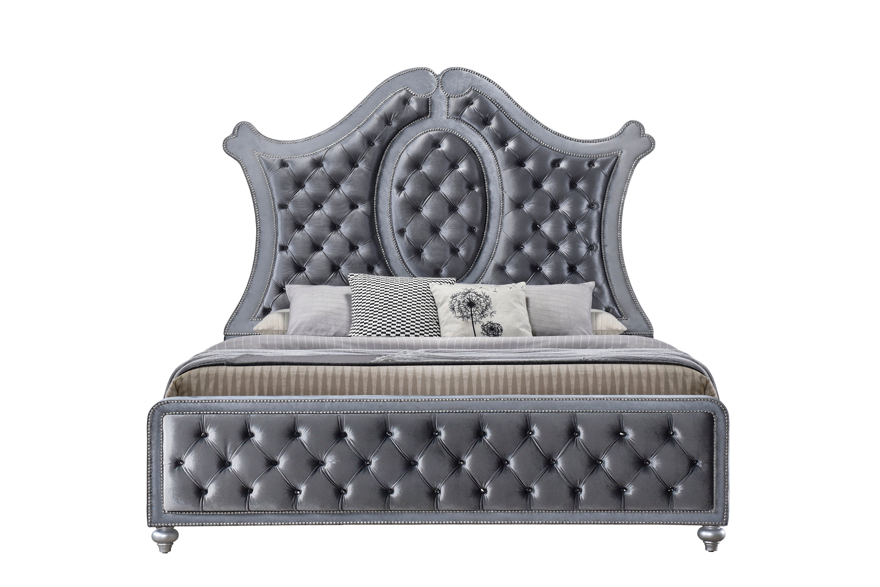 Cameo Gray Queen Upholstered Panel Bed - MyWaynesHome #