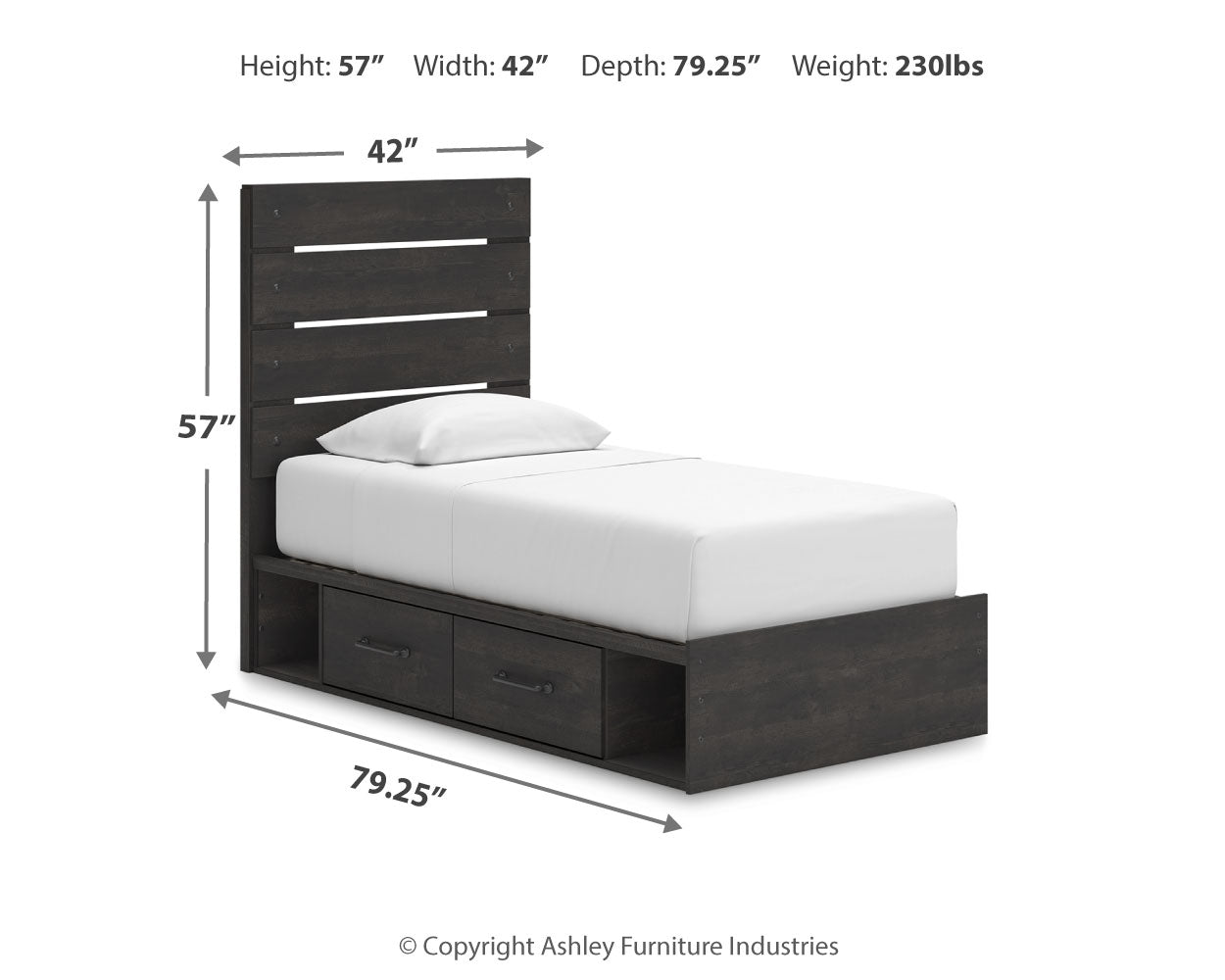 Hollivern Twin Panel Bed with Storage