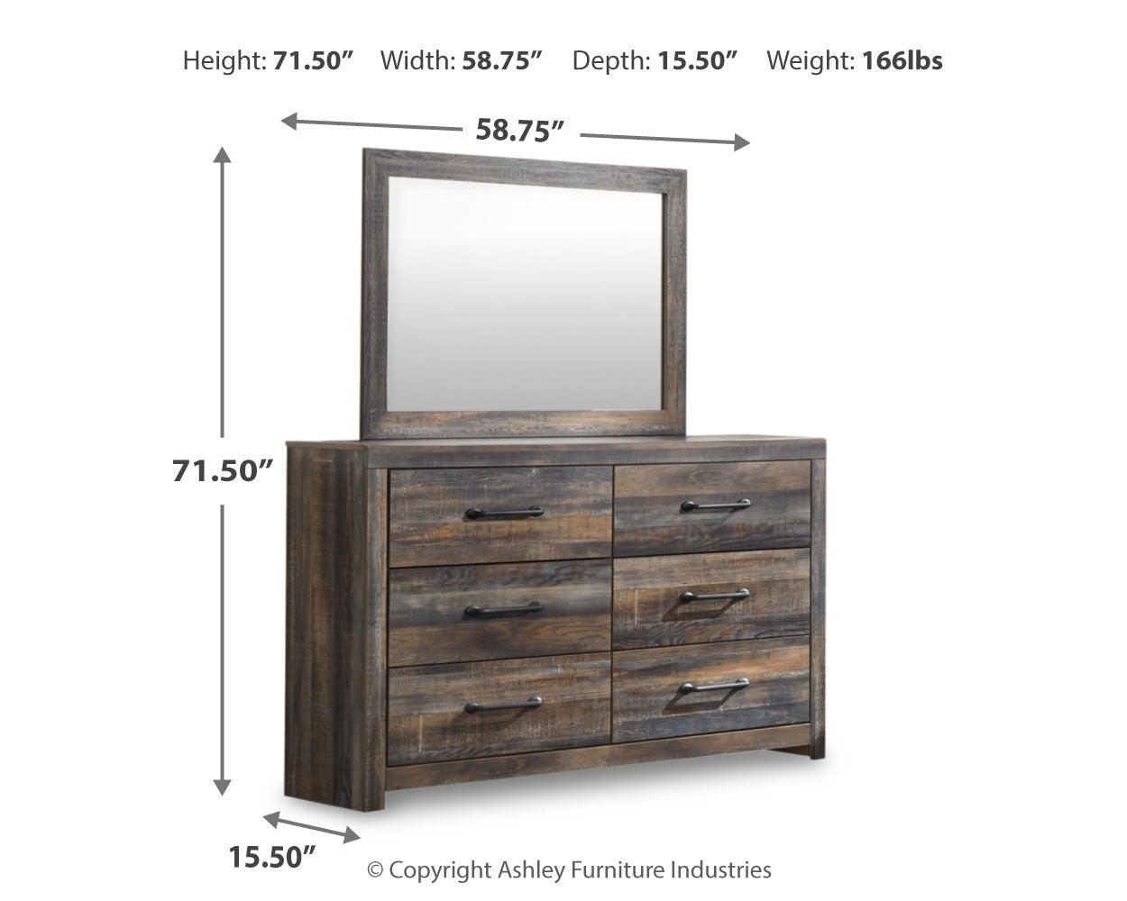 Drystan King Panel Bed, Dresser, Mirror and 2 Nightstands