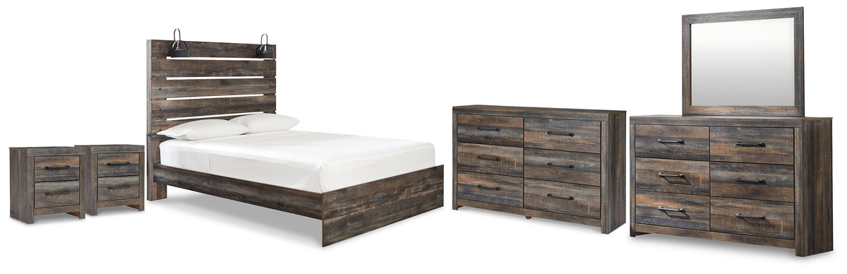 Drystan Queen Panel Bed, 2 Dressers, Mirror and 2 Nightstands