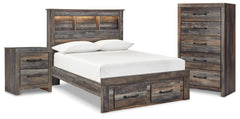 Drystan Full Bookcase Storage Bed, Chest and Nightstand