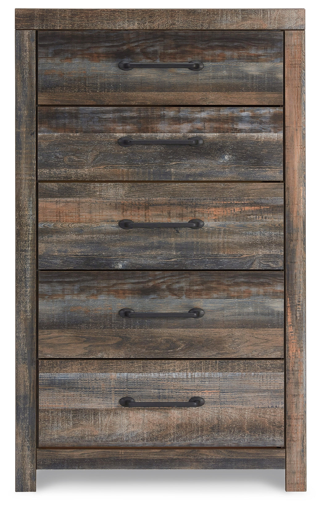 Drystan Queen Bookcase Panel Bed, Dresser, Mirror Chest and Nightstand