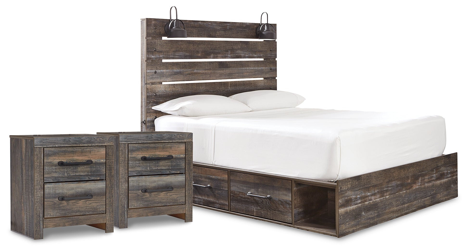 Drystan Queen Panel Storage Bed and 2 Nightstands