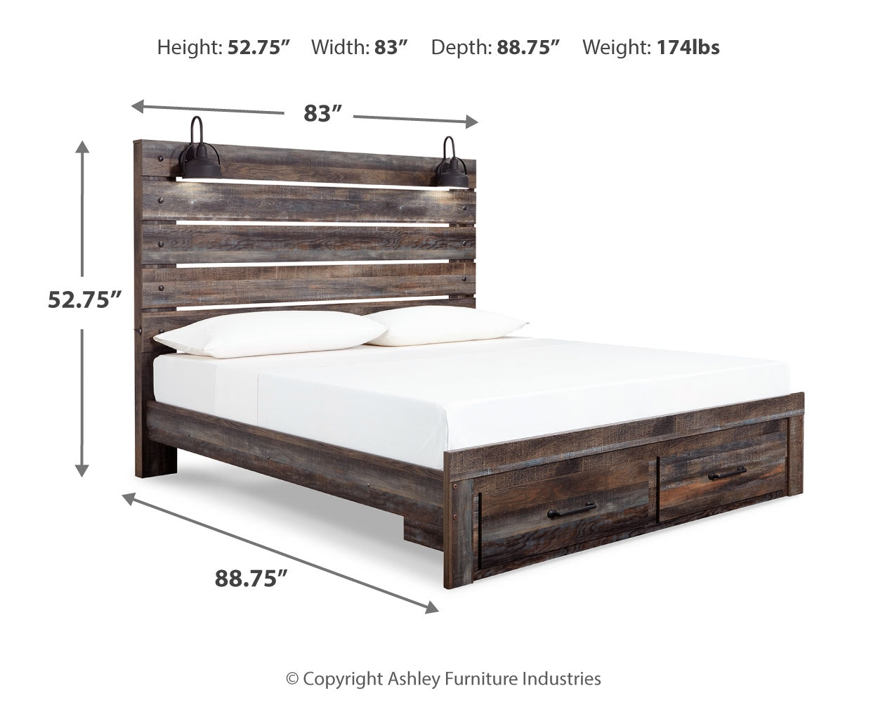 Drystan King Panel Storage Bed, Dresser, Mirror and Nightstand