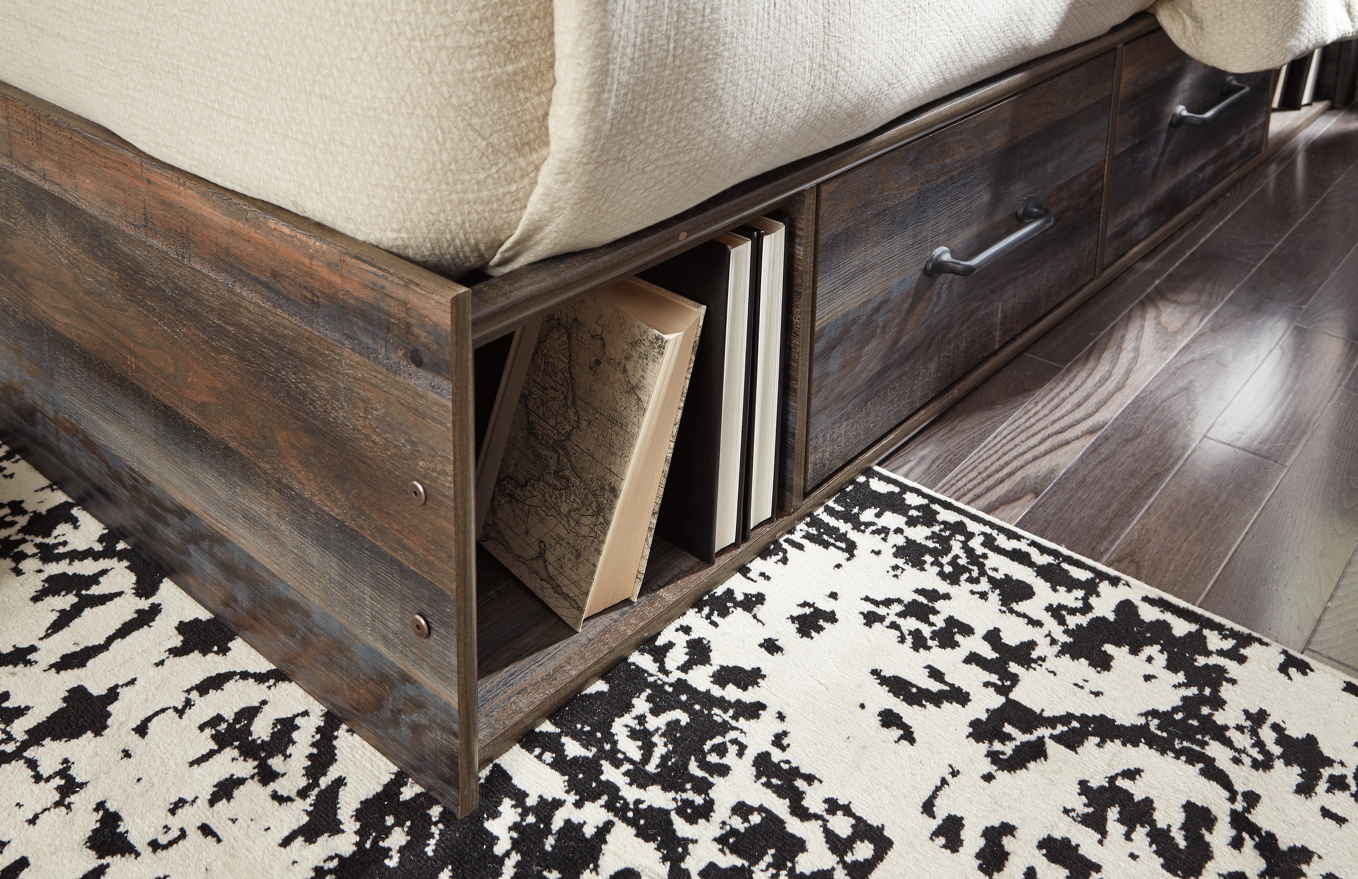 Drystan Queen Bookcase Storage Bed, Dresser, Mirror, Chest and 2 Nightstands