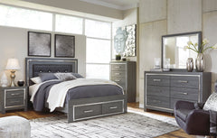 Lodanna Gray LED Footboard Storage Bedroom Set - MyWaynesHome #