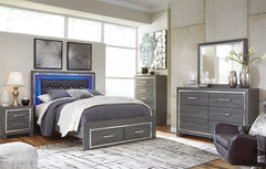 Lodanna Gray LED Footboard Storage Bedroom Set - MyWaynesHome #