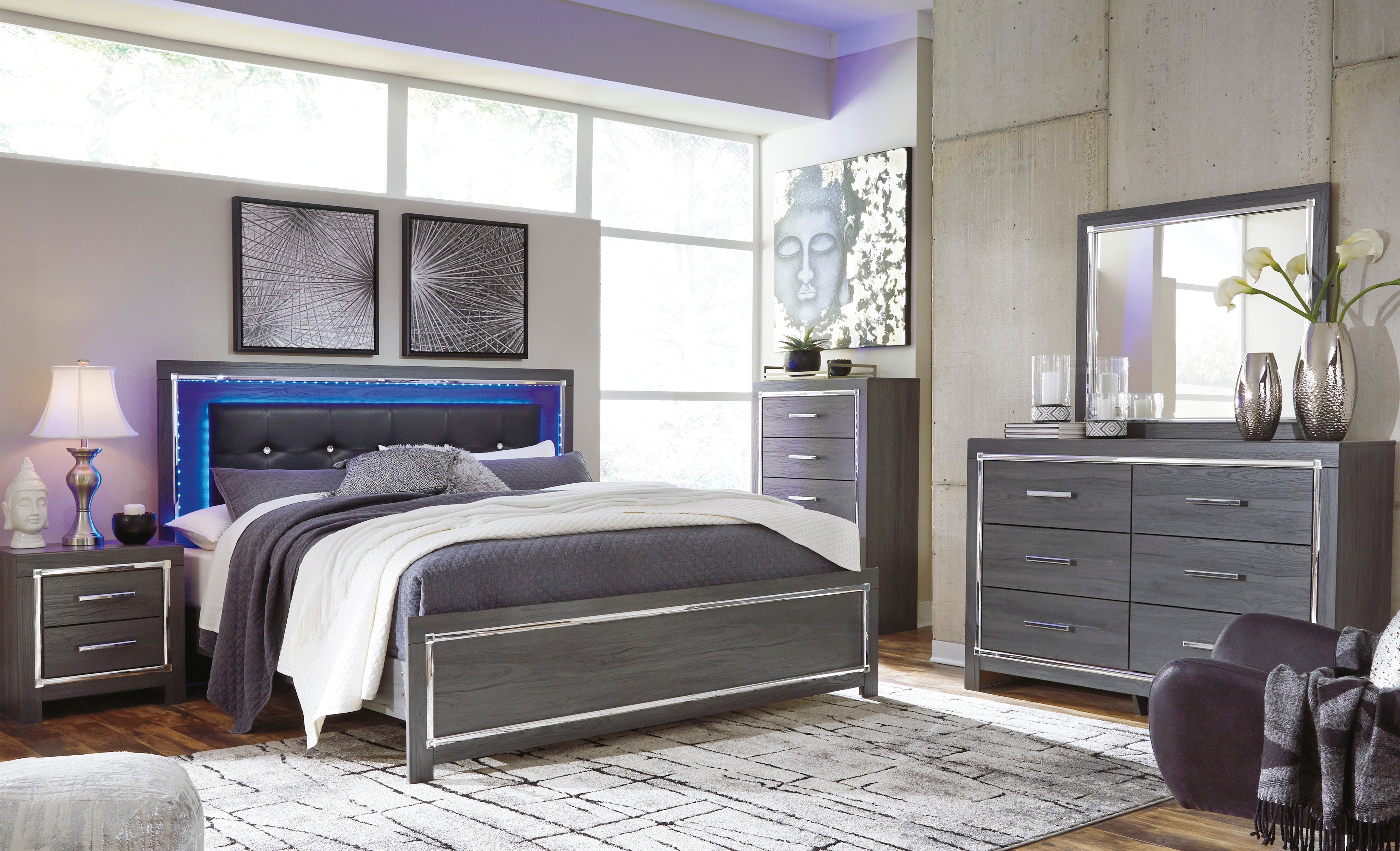 Lodanna LED Panel Bedroom Set - Gray - MyWaynesHome #