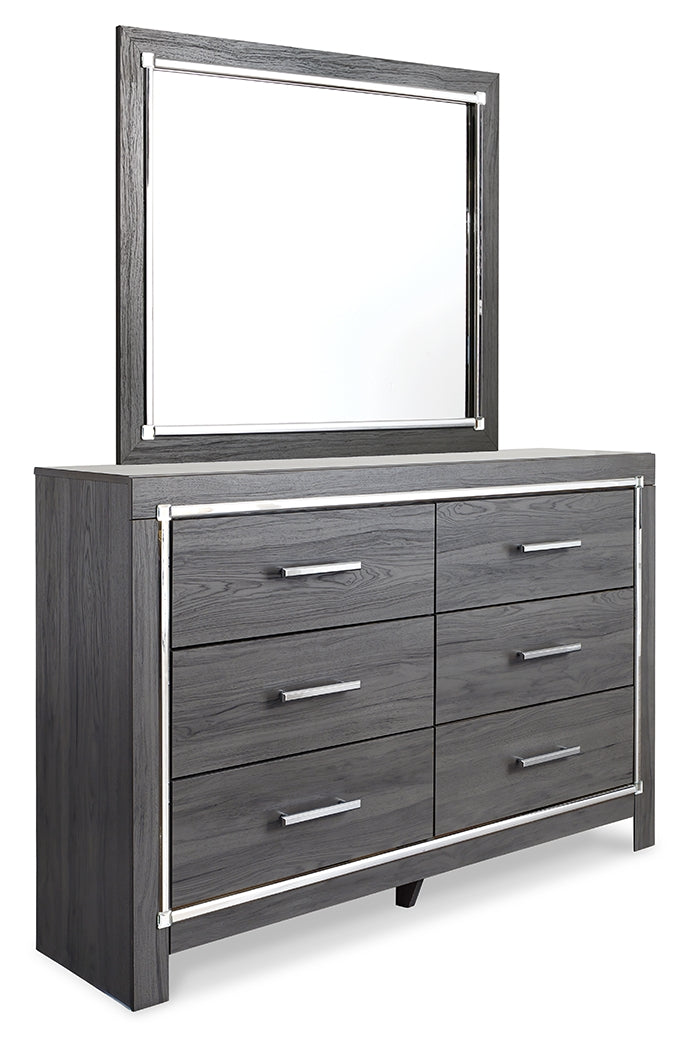 Lodanna Queen Upholstered Panel Storage Bed, Dresser and Mirror