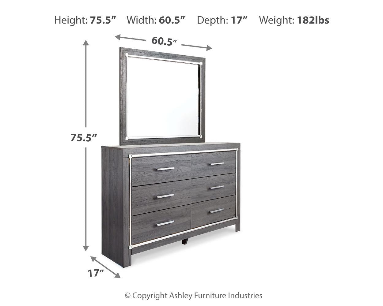 Lodanna King Panel Storage Bed with Mirrored Dresser and Nightstand