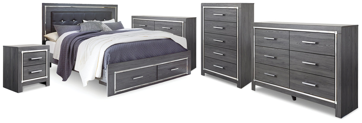 Lodanna King Storage Bed, 2 Dressers, Cheat and Nightstand