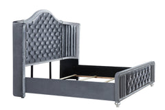 Cameo Gray King Upholstered Wingback Panel Bed - MyWaynesHome #