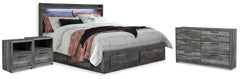 Baystorm King Storage Bed, Dresser and 2 Nightstands