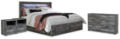 Baystorm King Storage Bed, Dresser and 2 Nightstands