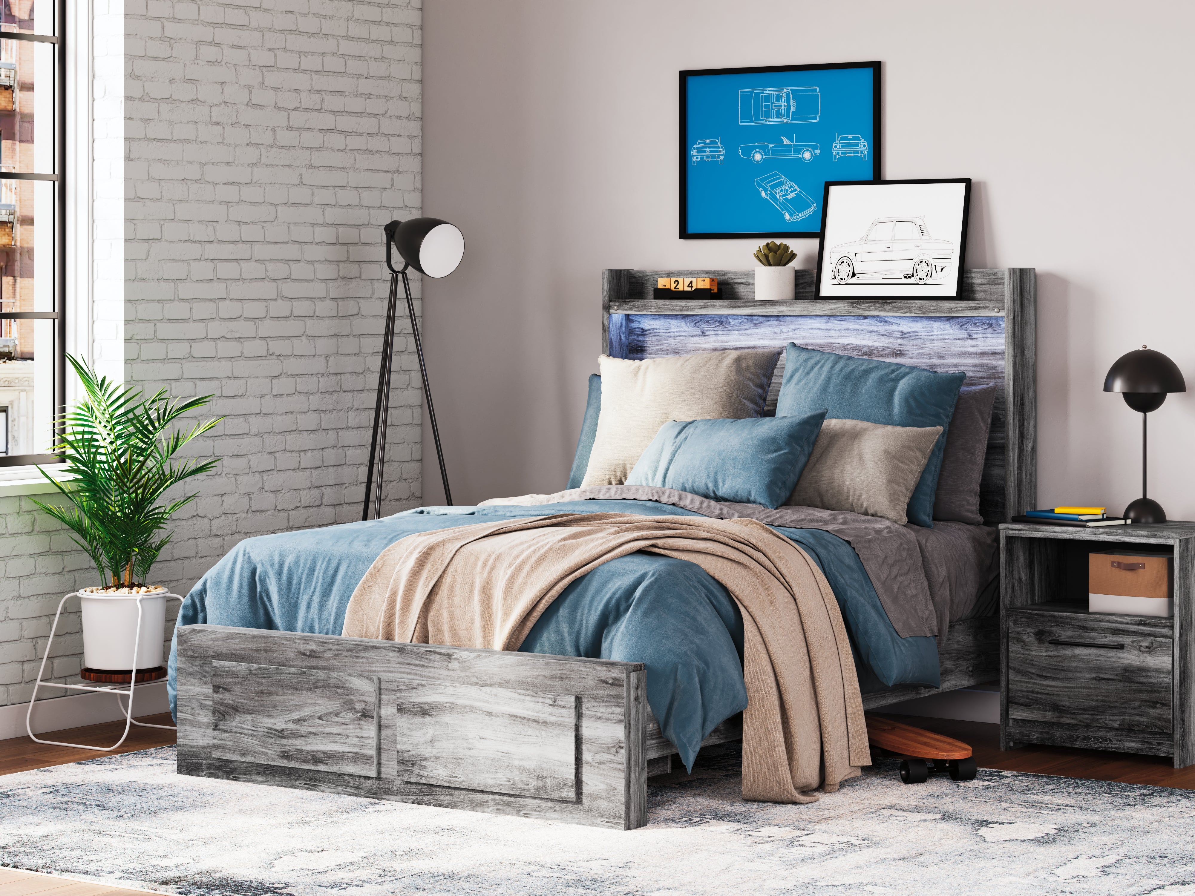 Baystorm Full Panel Storage Bed and Nightstand
