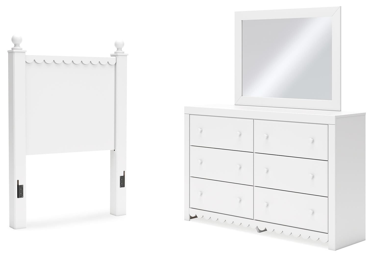 Mollviney Twin Panel Headboard, Dresser and Mirror