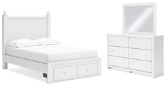 Mollviney Full Panel Storage Bed, Dresser and Mirror