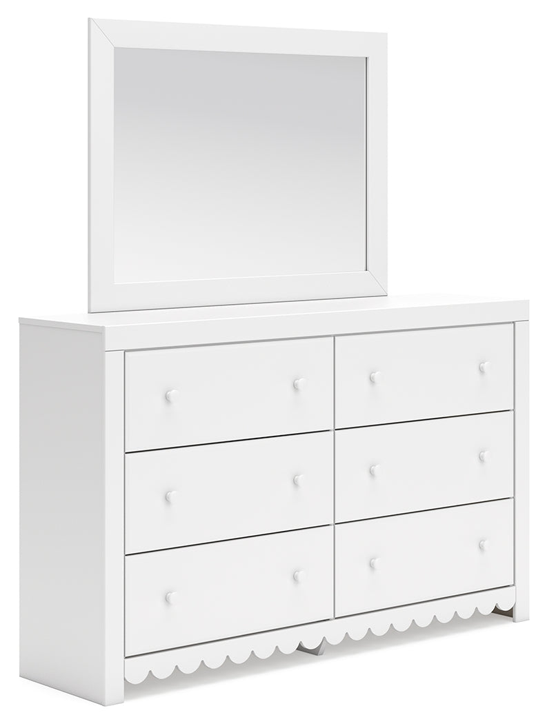 Mollviney Full Panel Headboard, Dresser and Mirror