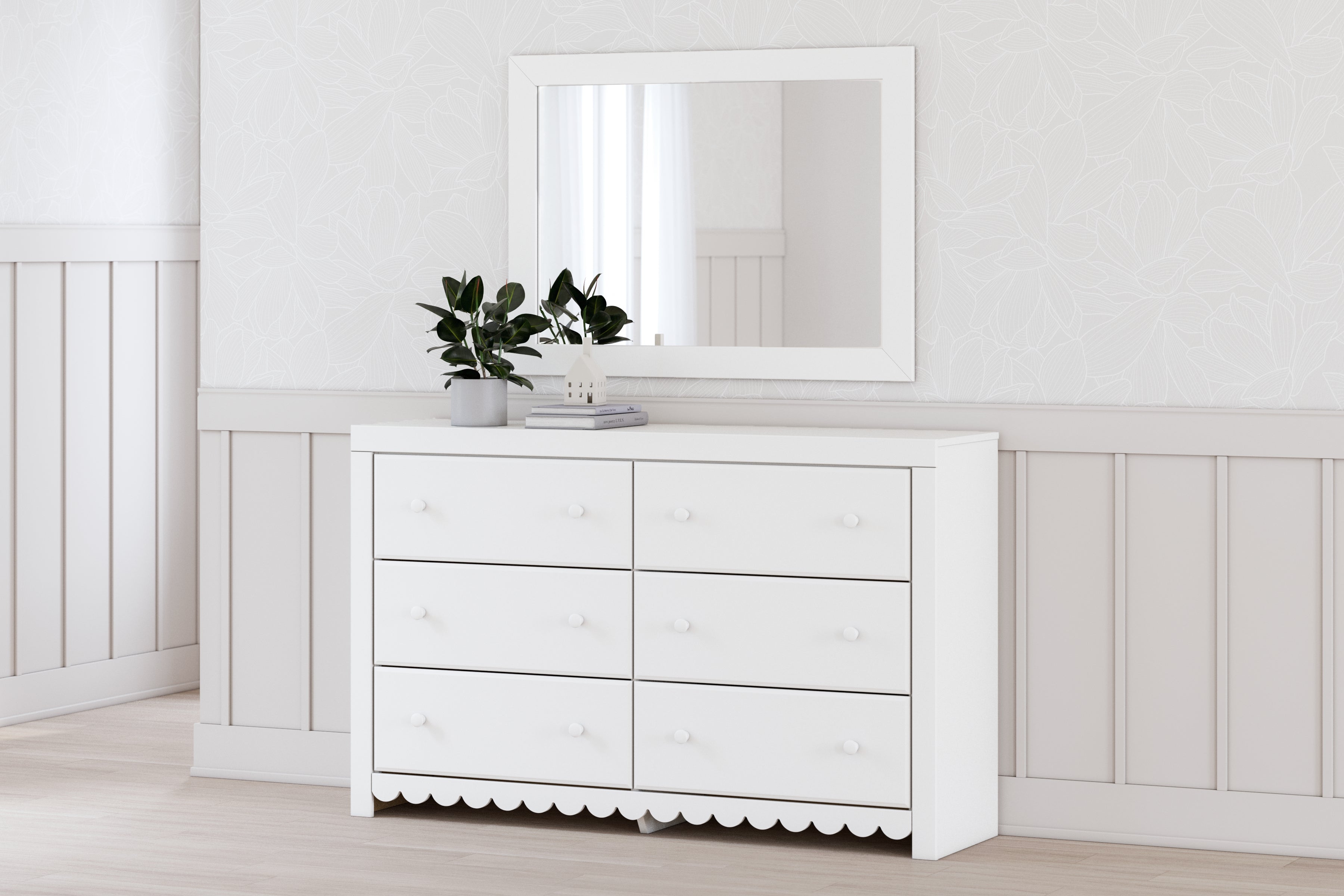 Mollviney Full Panel Storage Bed, Dresser and Mirror