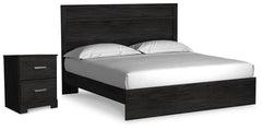 Belachime King Panel Bed and Nightstand