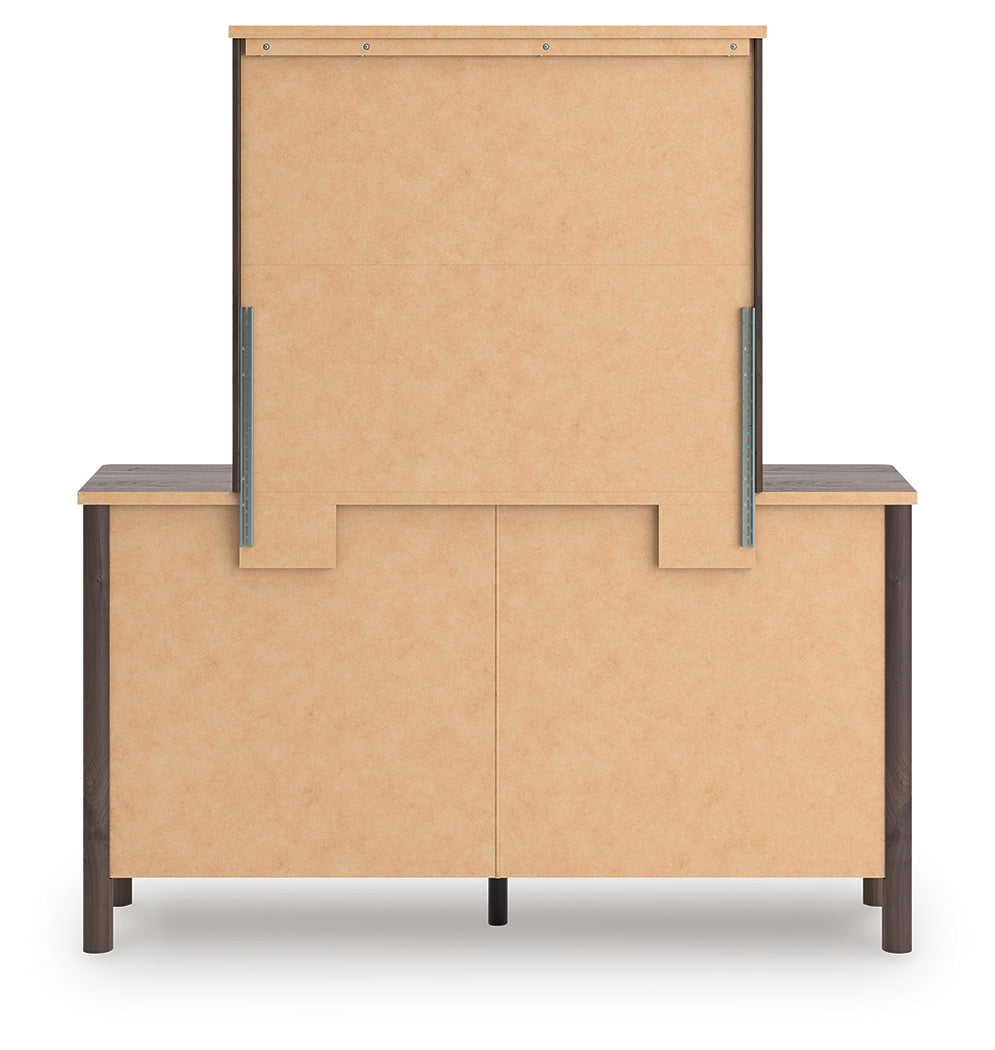 Pamytta Queen Upholstered Platform Bed, Dresser and Mirror