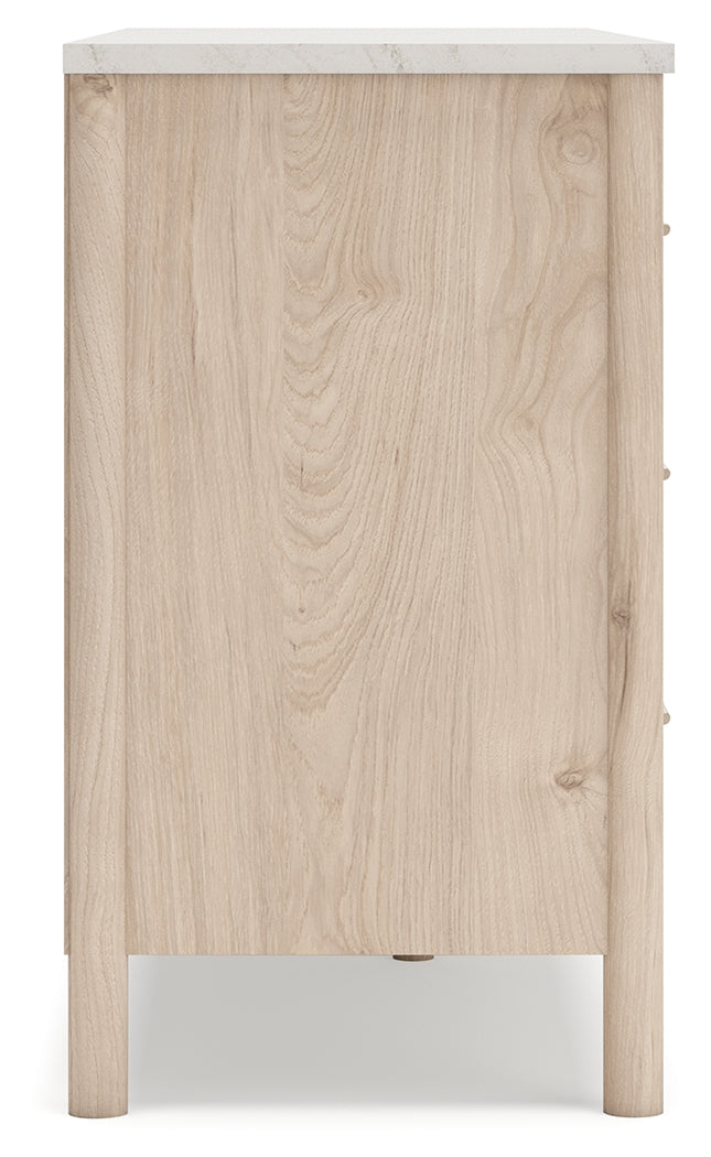 Cadmori Queen Upholstered Panel Bed, Dresser and Nightstand