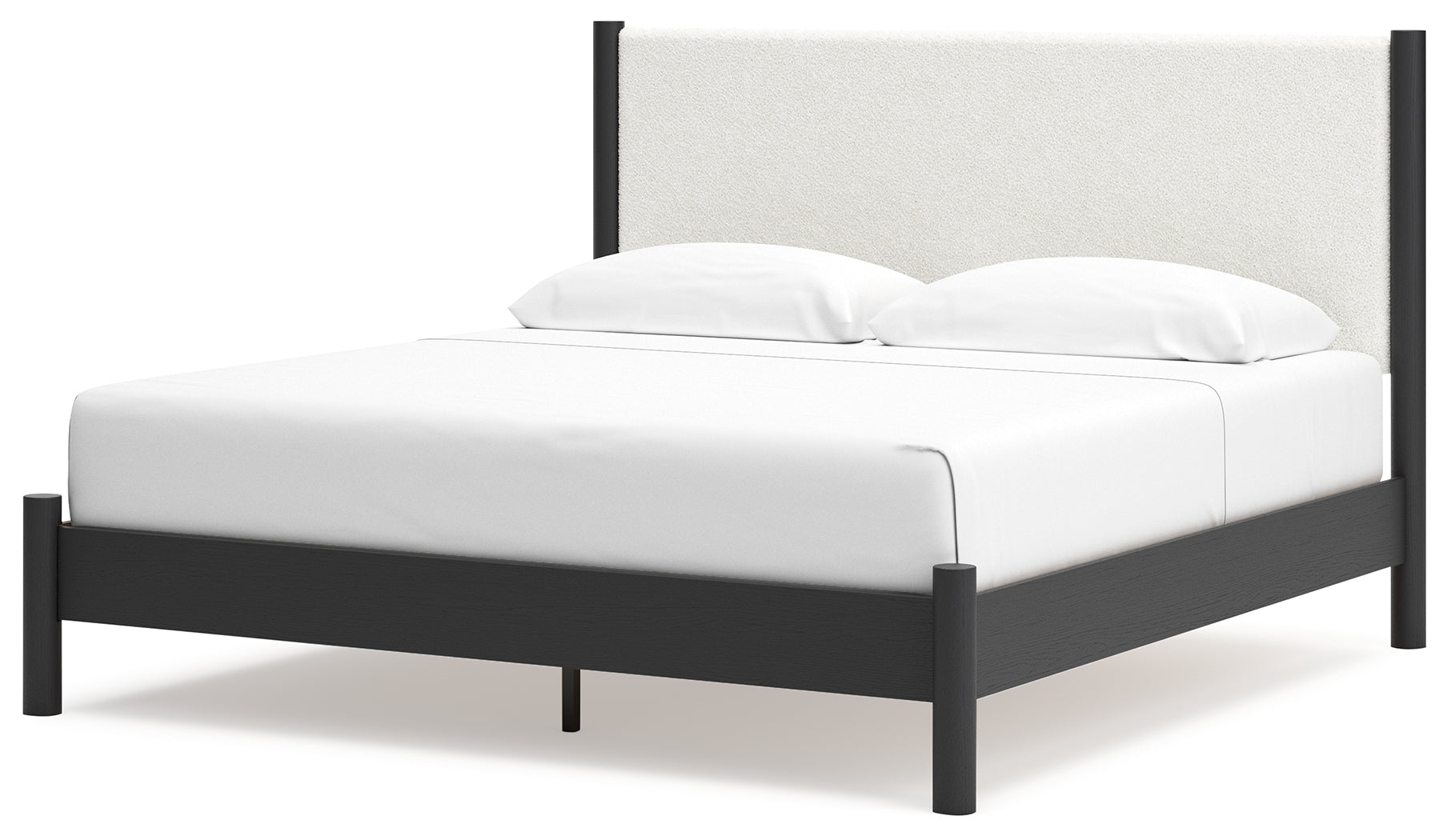 Cadmori King Upholstered Panel Bed, Dresser and Mirror
